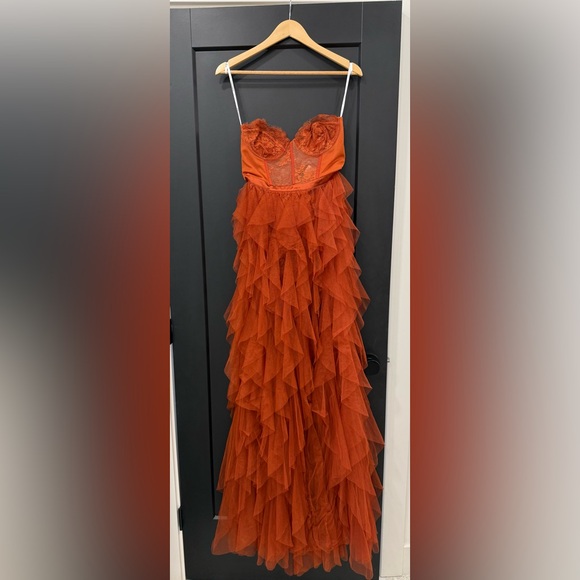 orange midi dress with sleeves Lace Detail Puff Sleeve Cotton Midi Dress – Florere